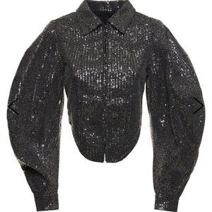 Rotate Birger Christensen Black sequin evening jkt  "Poor Things" Balloon Sleeve